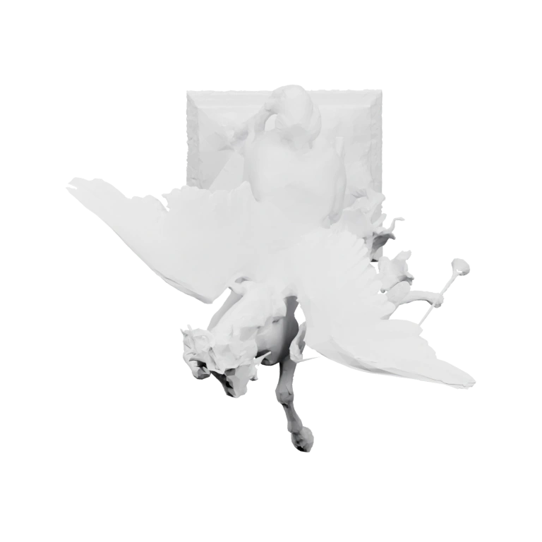 Высокий симметричный объект с декоративными деталями и геометрическими формами