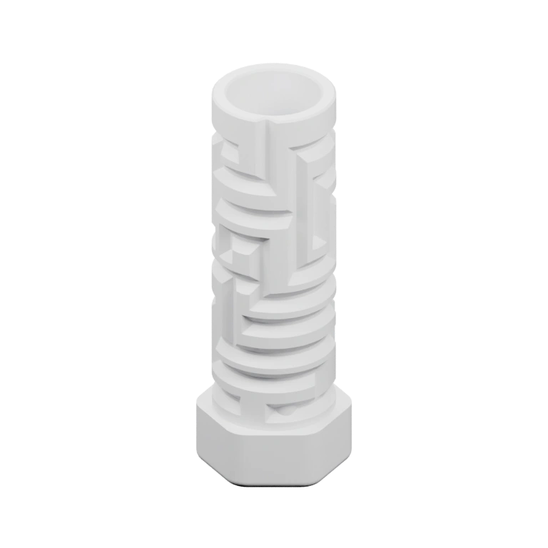 Высокая цилиндрическая форма с геометрическим рельефом и шестигранной основой