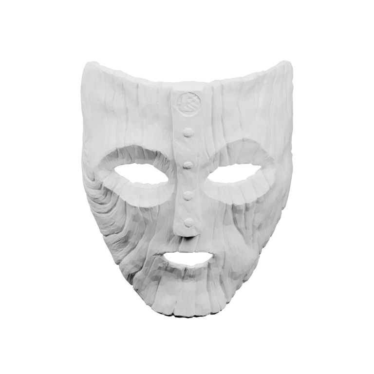 Узорчатая маска с двумя отверстиями для глаз и декоративными элементами