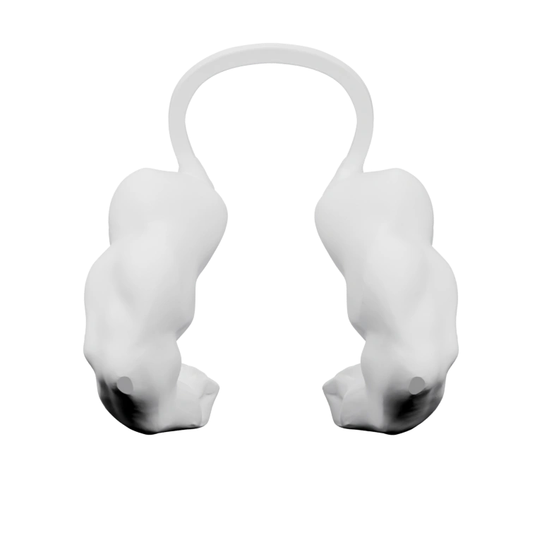 Изображение лица с вертикальными линиями, создающими эффект разреза