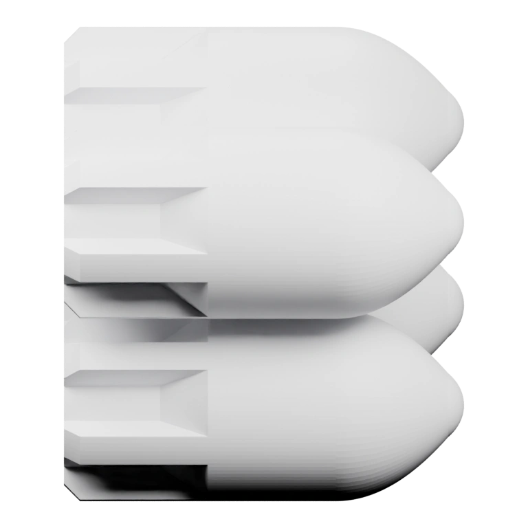 Имеет две вертикальные части с вырезами и горизонтальную опору