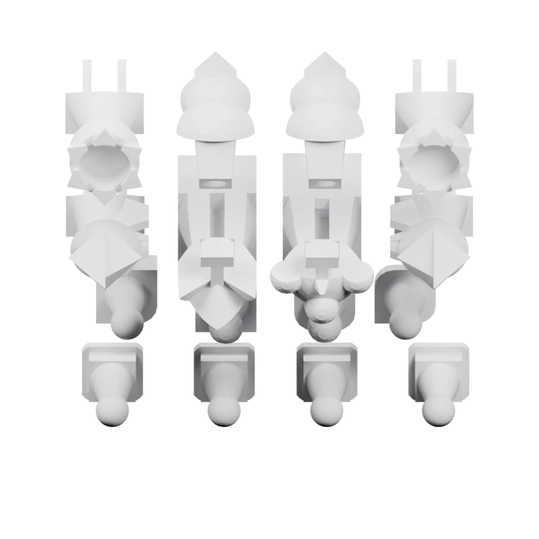 Имеет сложную форму с несколькими выступами и отверстиями для фиксации