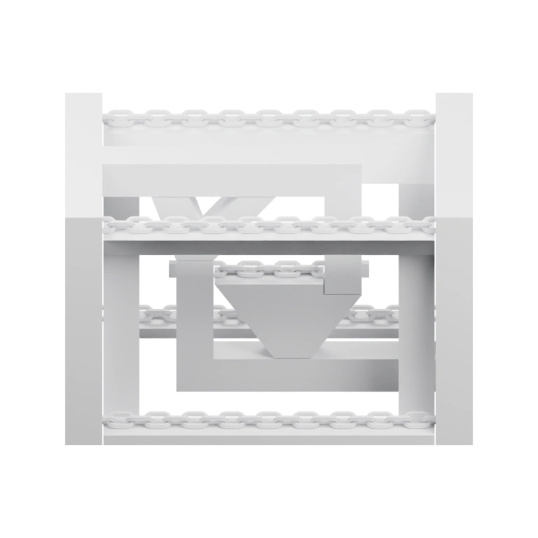 Состоит из вертикальных и горизонтальных частей с цепочками