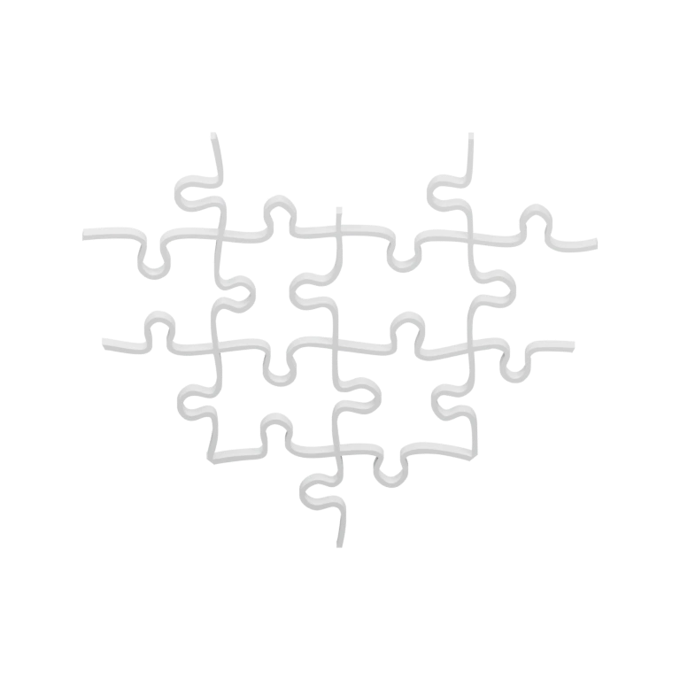 Собранный пазл в форме сердца, с вырезами по краям