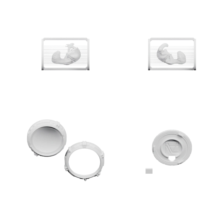 Круглая крышка с отверстием и надписью, сопряжена с корпусом