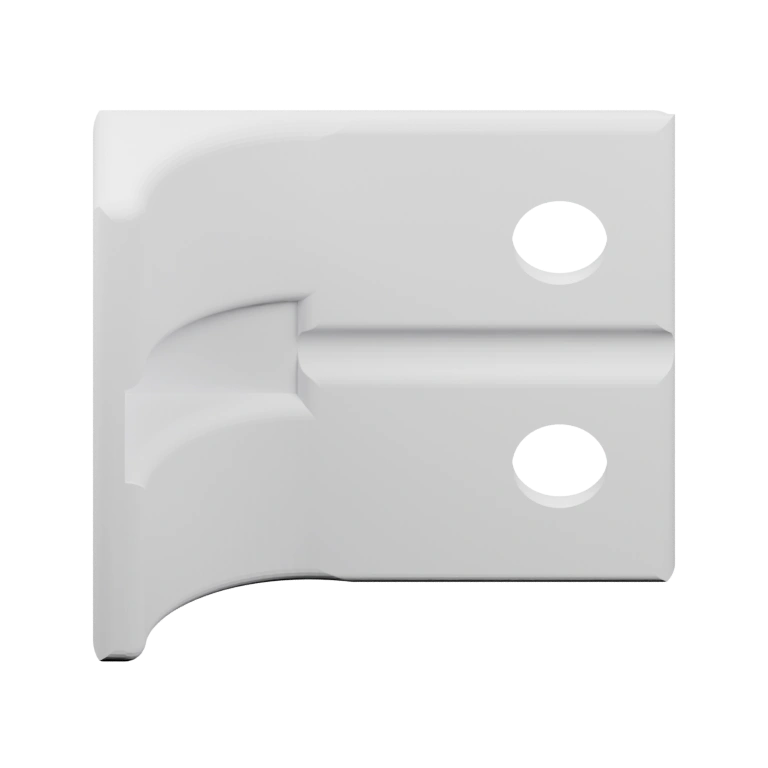 Имеет угловую форму с отверстиями для фиксации