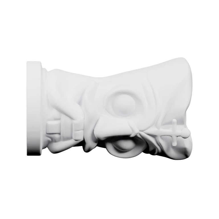 Цилиндрическая форма с винтовой резьбой и крестообразным отверстием