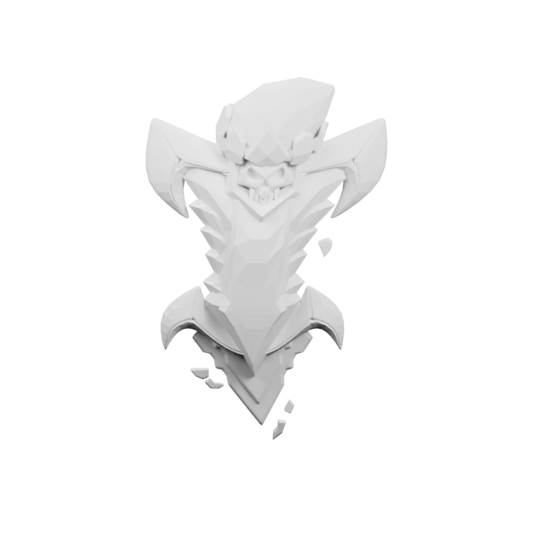 Симметричная форма с черепом и крыльями, с открытым ртом и острыми краями