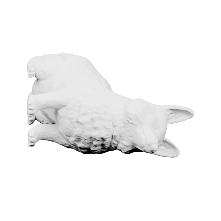 Маленькая фигурка в стиле пуделя, с поднятыми ушами и пушистой шерстью