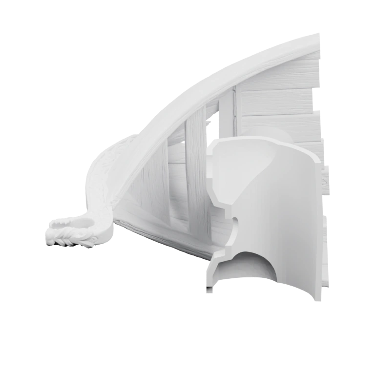 Изогнутая конструкция с отверстиями и выступами