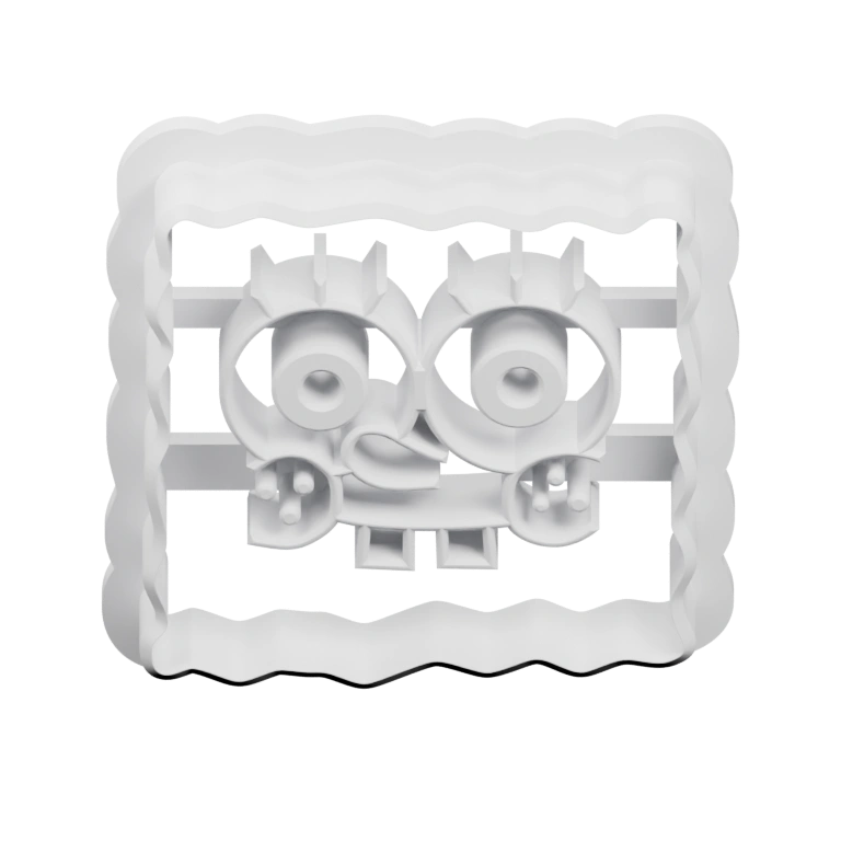 Улыбающаяся фигурка с круглыми глазами и зубами