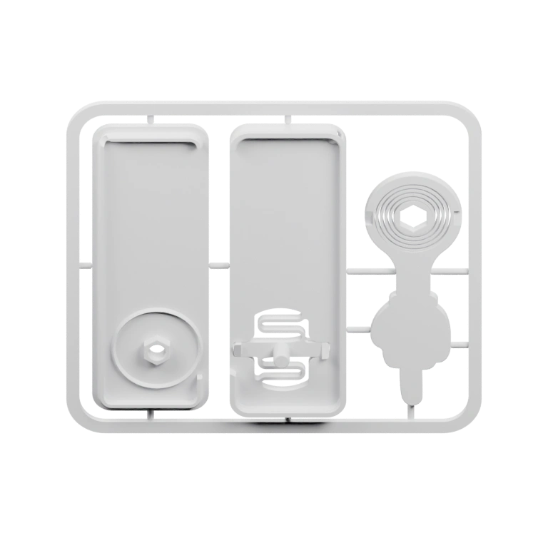 Прямоугольный корпус с выемками для компонентов и винтовыми элементами