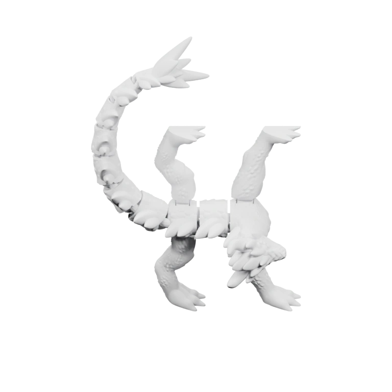 Существо с длинным изогнутым хвостом и четырьмя ногами