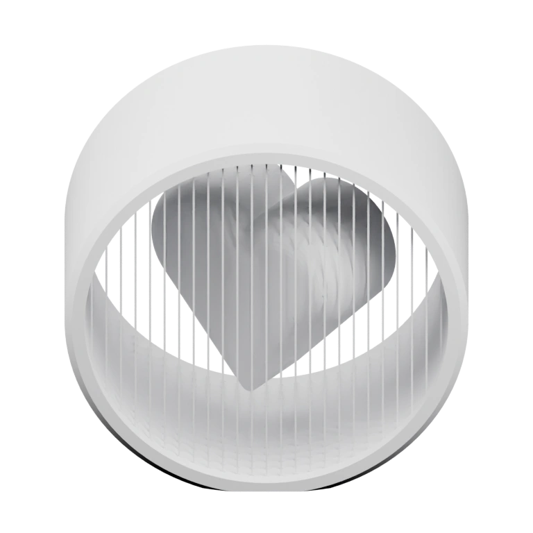 Круглый объект с внутренним узором и вертикальными полосами