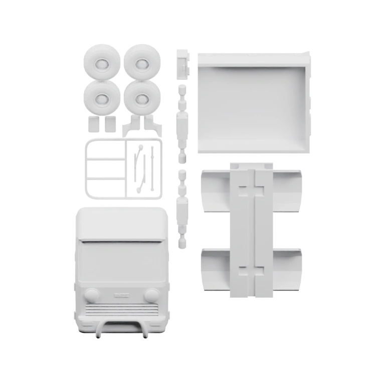 Узкая конструкция с кабиной и отсеком для груза