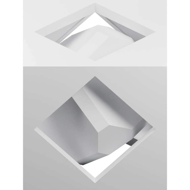 Геометрическая форма с открытым верхом и внутренними ребрами