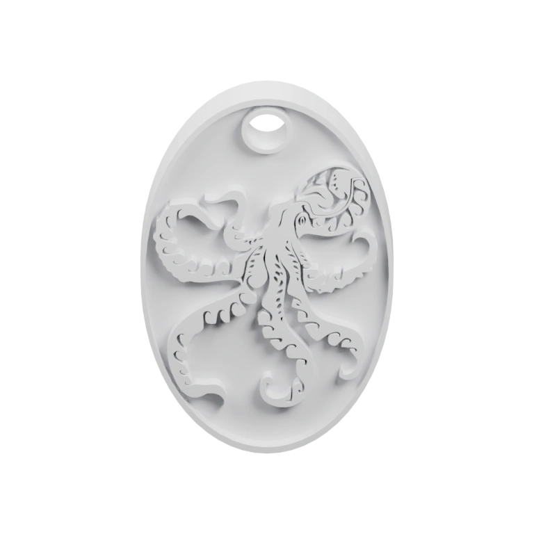 Фигурка осьминога на овальной основе с рельефным изображением