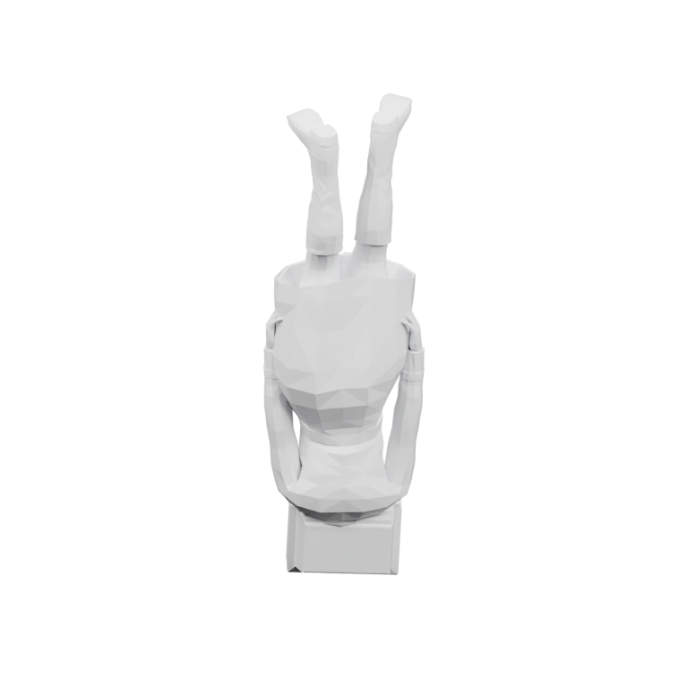 Фигурка с кубом на голове, в платье и ботинках