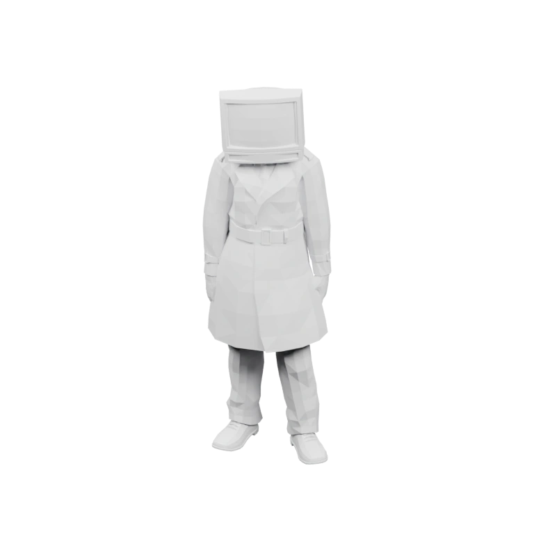 Человек в костюме с квадратной головой