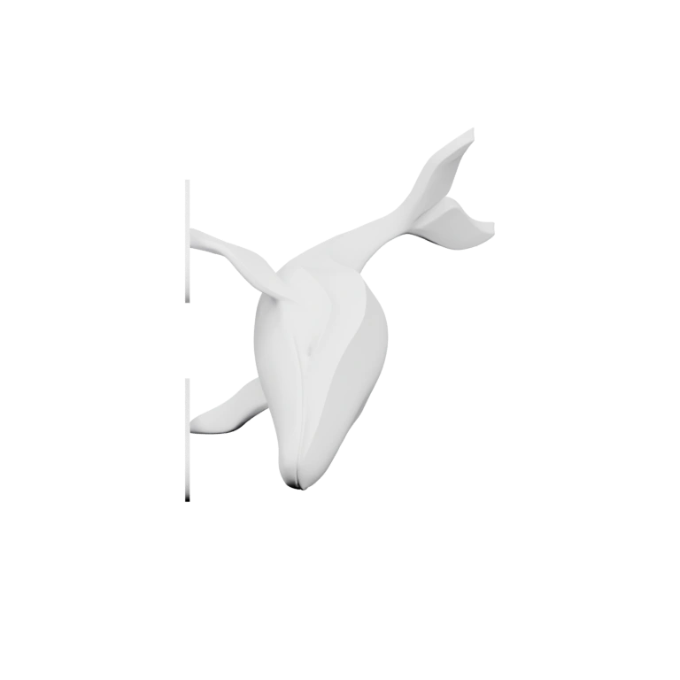 Упрощённая форма кита с изогнутым хвостом и плавниками