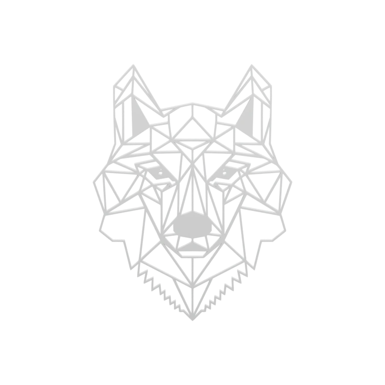 Голова лисы, выполненная из многоугольников, с выразительными ушами и глазами