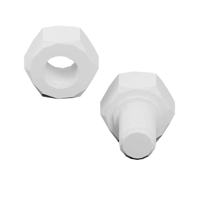 Шестигранная головка с резьбой и гайка