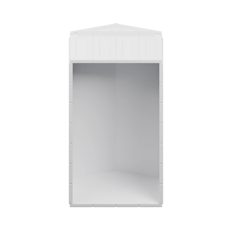 Высокий прямоугольный корпус с открытым верхом и внутренними полками