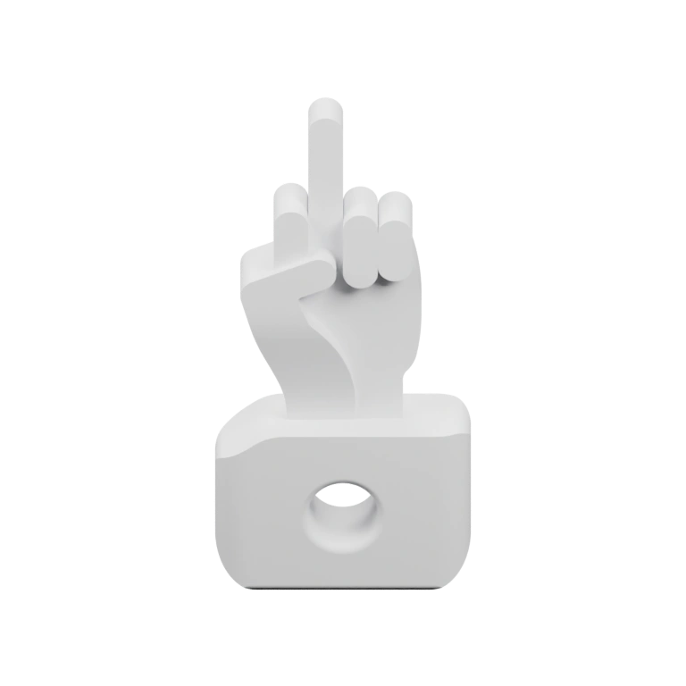 Рука с поднятой пальцем на базе с отверстием