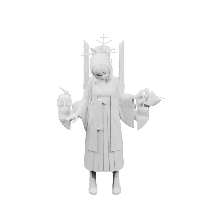 Фигура в длинном одеянии с поднятыми руками и украшениями