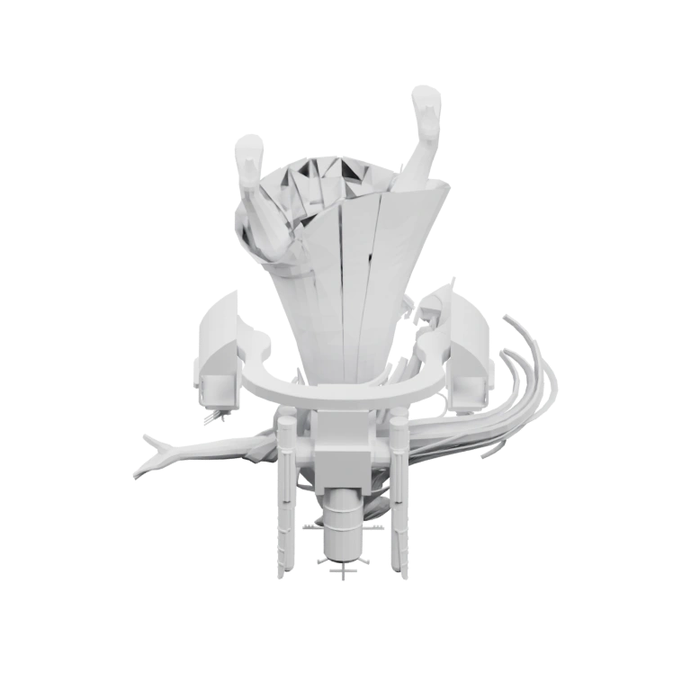 Фигурка в платье с длинными волосами и приборами на спине