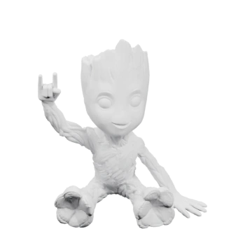 Сидящая фигурка персонажа с фактурой дерева